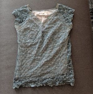 BOGO Merona Cap-Sleeved Lace Overlay V-Neck Top, S